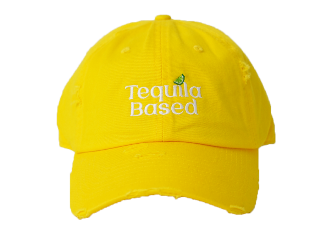 Yellow Distressed Dad Hat with a Twist