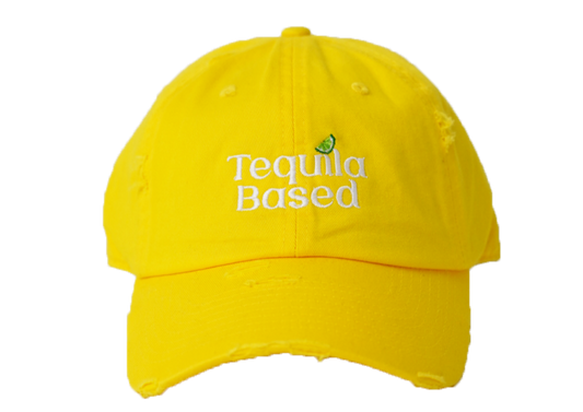 Yellow Distressed Dad Hat with a Twist